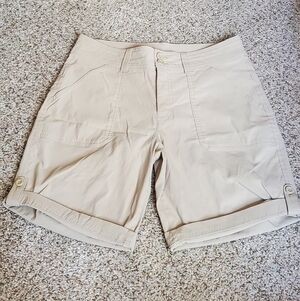 Eddie Bauer Light Beige Roll-Cuff Bermuda Shorts